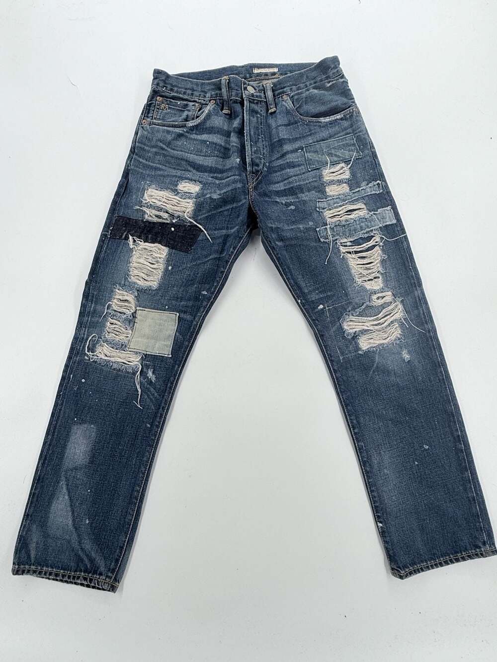 RRL Double RL Limited Edition Boy Fit Selvedge Jeans 28 Patchwork Distressed USA